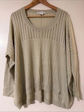 BCBGeneration Pale Sage Openwork Knit Sweater